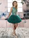 Luxurious Mini Length Ball Gowns Sleeveless Dark Green Prom Dress Lace Up
