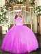 Elegant Ball Gowns Little Girls Pageant Gowns Lilac Scoop Tulle Sleeveless Floor Length Zipper