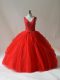 Fantastic Red Zipper V-neck Beading Sweet 16 Dresses Tulle Sleeveless
