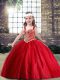 Excellent Beading Pageant Dress Womens Red Lace Up Sleeveless Floor Length