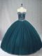 Affordable Floor Length Peacock Green Vestidos de Quinceanera Sweetheart Sleeveless Lace Up