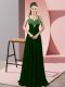 Empire Evening Dress Dark Green Straps Chiffon Sleeveless Floor Length Zipper