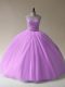 Floor Length Lilac Quince Ball Gowns Organza Sleeveless Beading