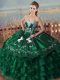 High Class Green Ball Gowns Organza Sweetheart Sleeveless Embroidery and Ruffles Floor Length Lace Up Quinceanera Gowns  High Class Green Ball Gowns Organza Sweetheart Sleeveless Embroidery and Ruffles Floor Length Lace Up Quinceanera Gowns