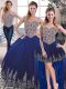 Floor Length Royal Blue 15th Birthday Dress Sweetheart Sleeveless Lace Up