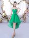 Turquoise Sleeveless Tulle Lace Up Quinceanera Court Dresses for Wedding Party