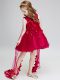 Wine Red Sleeveless Watteau Train Hand Made Flower Flower Girl Dress
