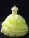 Nice Floor Length Ball Gowns Sleeveless Yellow Green Sweet 16 Quinceanera Dress Lace Up