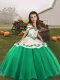 Floor Length Turquoise Little Girl Pageant Dress Organza Sleeveless Embroidery