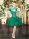 Sweetheart Sleeveless Mini Length Beading and Ruffles Dark Green Organza