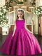 Fuchsia Scoop Neckline Beading Little Girl Pageant Dress Sleeveless Lace Up