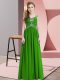 Green Straps Neckline Beading Prom Party Dress Cap Sleeves Lace Up