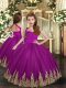 Great Ball Gowns Child Pageant Dress Purple Straps Tulle Sleeveless Asymmetrical Lace Up