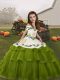 Gorgeous Sleeveless Lace Up Floor Length Embroidery and Ruffled Layers Little Girls Pageant Dress Wholesale