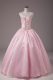 On Sale Beading and Embroidery Sweet 16 Dresses Baby Pink Lace Up Sleeveless Floor Length