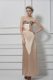 High Class Sleeveless Satin Floor Length Lace Up Prom Party Dress in Champagne with Lace and Appliques