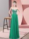 Turquoise Zipper Evening Dress Beading Sleeveless Floor Length