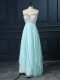 Flare Chiffon Sleeveless Floor Length Dress for Prom and Beading