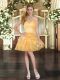On Sale Mini Length Lace Up Dress for Prom Gold for Prom and Party with Ruffles