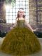 Sleeveless Beading and Ruffles Lace Up Little Girls Pageant Dress