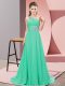 Apple Green Lace Up One Shoulder Beading Prom Gown Chiffon Sleeveless