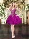 Fashion V-neck Sleeveless Lace Up Prom Party Dress Fuchsia Tulle