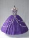 Affordable Tulle Halter Top Sleeveless Lace Up Beading 15th Birthday Dress in Purple