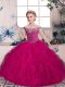 Discount Floor Length Ball Gowns Sleeveless Fuchsia Pageant Gowns For Girls Lace Up