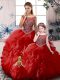 Red Off The Shoulder Neckline Beading and Ruffles Sweet 16 Dress Sleeveless Zipper Red Off The Shoulder Neckline Beading and Ruffles Sweet 16 Dress Sleeveless Zipper