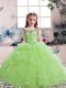Customized Yellow Green Sleeveless Beading and Ruffles Floor Length Child Pageant Dress