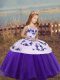 Straps Sleeveless Glitz Pageant Dress Floor Length Embroidery Eggplant Purple and Purple Organza