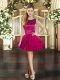 Fuchsia Lace Up Scoop Ruffles Dress for Prom Tulle Sleeveless