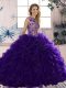 Beautiful Scoop Sleeveless Organza 15th Birthday Dress Beading and Ruffles Lace Up