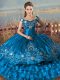 Top Selling Off The Shoulder Sleeveless Lace Up Ball Gown Prom Dress Teal Satin and Organza
