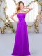 Purple Sleeveless Hand Made Flower Floor Length Dama Dress