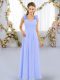 Sweet Empire Damas Dress Lavender Straps Chiffon Sleeveless Floor Length Lace Up