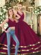 Burgundy 15 Quinceanera Dress Sweet 16 and Quinceanera with Ruffled Layers V-neck Sleeveless Backless