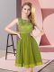 Most Popular Olive Green Sleeveless Chiffon Backless Court Dresses for Sweet 16 for Wedding Party