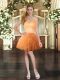 Custom Made Beading and Ruffles Prom Evening Gown Orange Lace Up Sleeveless Mini Length