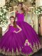 Tulle Halter Top Sleeveless Lace Up Embroidery 15 Quinceanera Dress in Fuchsia Tulle Halter Top Sleeveless Lace Up Embroidery 15 Quinceanera Dress in Fuchsia