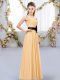 Decent Orange Sleeveless Floor Length Belt Zipper Dama Dress