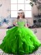 Sleeveless Tulle Floor Length Lace Up Evening Gowns in with Beading and Ruffles