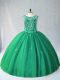 Custom Made Tulle Sleeveless Floor Length Quinceanera Gowns and Beading