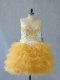 Tulle Sweetheart Sleeveless Lace Up Beading and Ruffles Womens Party Dresses in Yellow