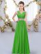 Suitable Empire Vestidos de Damas Green V-neck Chiffon Sleeveless Floor Length Lace Up