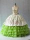Chic Green Organza Lace Up Sweetheart Sleeveless Floor Length Sweet 16 Dresses Ruffled Layers