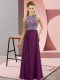 Chiffon Scoop Sleeveless Beading Prom Dresses in Eggplant Purple