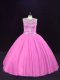Gorgeous Pink Lace Up Quinceanera Dresses Beading Sleeveless Floor Length