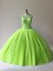 High Class Tulle Sleeveless Floor Length Vestidos de Quinceanera and Beading