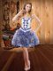 Multi-color Lace Up Prom Dress Embroidery Sleeveless Mini Length